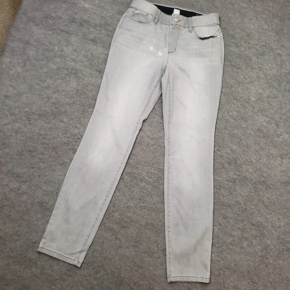 Chicos Jeans Womens 4 Gray Skinny Low Rise Medium Wash Pants Denim Stretch Waist